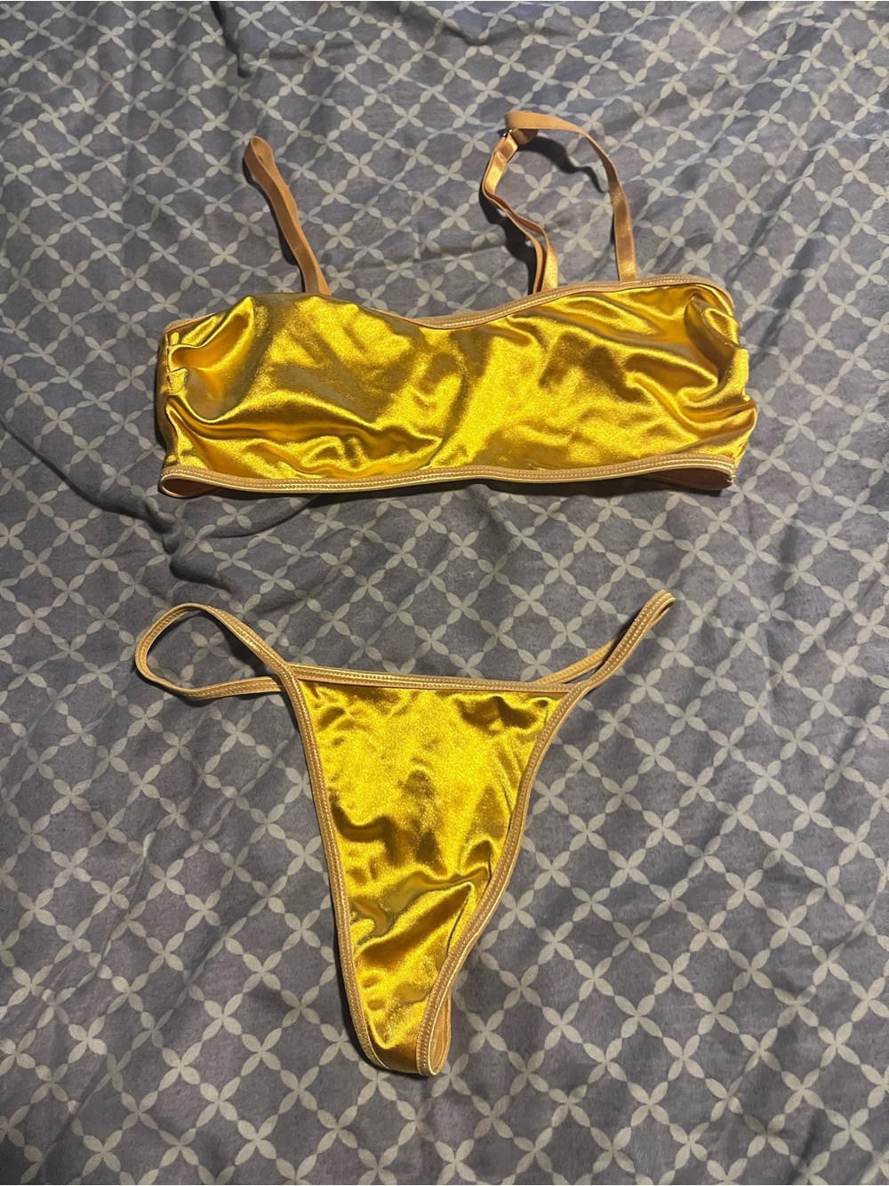 NWOT Gold Satin Set